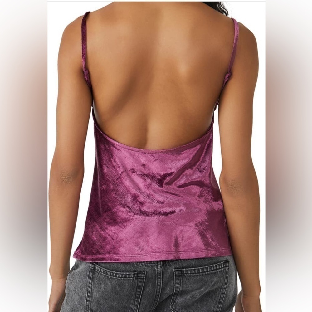 Free People Large All Night Velvet Tunic Cami Purple NWT New - Picture 5 of 7